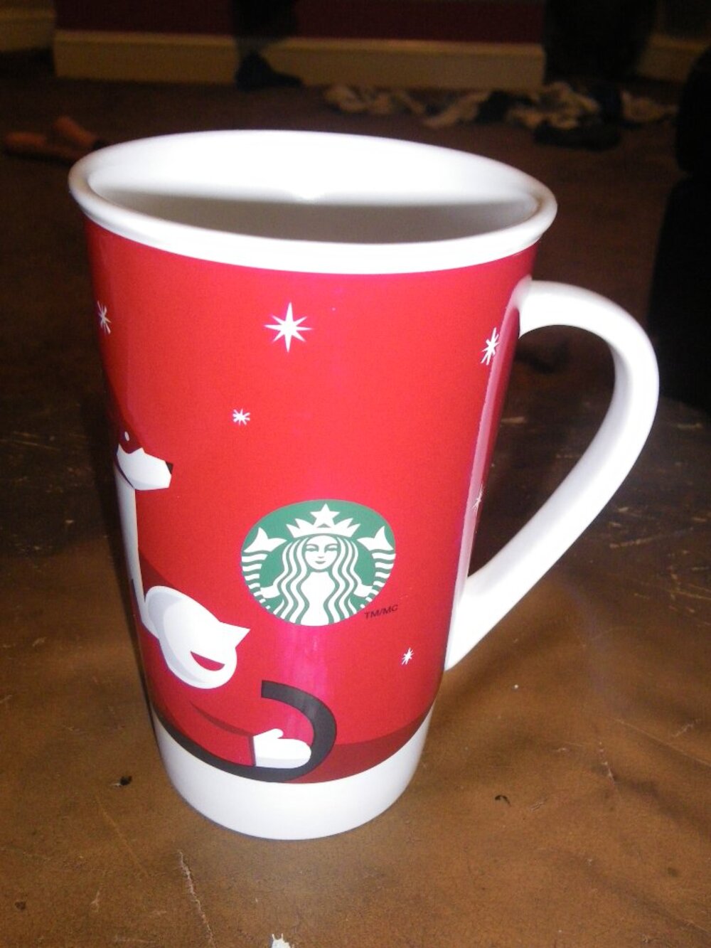 Starbucks Tall Coffee Latte Mug 2011 Holiday Dog Sled New Bone China